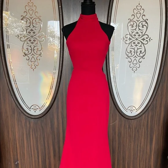 Dresses | Red Formal Escape Dress Floor Length With Small Train Sexy Lowcut  Back | Poshmark